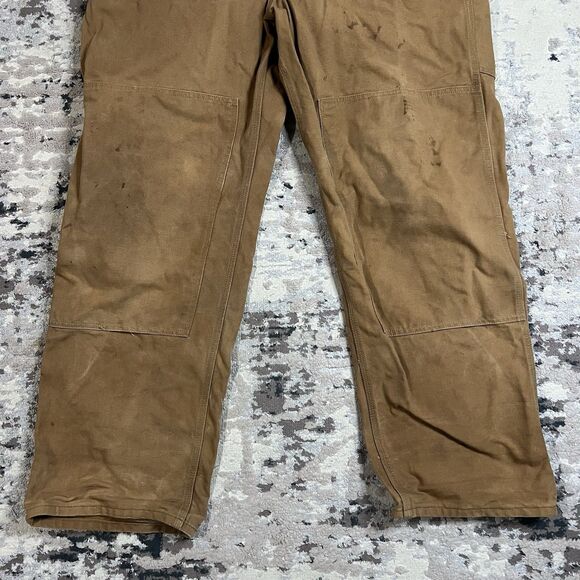 Vintage Carhartt Bib Carpenter Overalls Mens 46x34 Brown Duck Double Knee USA - Picture 4 of 16